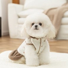 寵物愛心小熊造型保暖棉衣裙 秋冬寵物服飾 適用中小型犬貓, 洛米棕, 1個