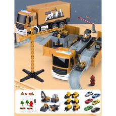 대형 어린이 컨테이너 트럭 엔지니어링 굴삭기 크레인 변형 자동차, F, 1개