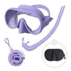 위베런 폴더블 스노쿨링 마스크 프리다이빙 장비 일안식 스노클링 어린이 성인 물안경 세트, 화이트