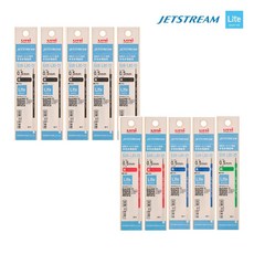 유니 제트스트림 라이트터치 멀티펜 리필심 0.5mm 10개 SXR-L80-05, 혼합(흑5+적2+청2+녹1)