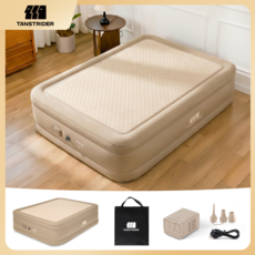 TANSTRIDER 최신상 에어텐셀침대 에어매트 내장형 단단한 매트리스 캠핑용 텐셀 냉감 에어매트 내장전동펌프 텐셀 냉감 매트리스 더블 퀸 캠핑 홈캠핑