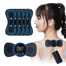 EMS 충전식 저주파 마사지기 리모컨식 8가지 마사지모드 19단계 강도 기본패드 6P 클럭 미니 마사지기 무선 손목안마 찜질기, 블랙