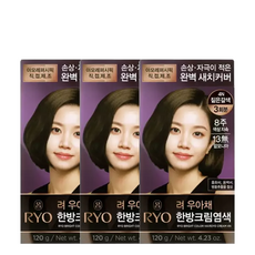 려 우아채 한방크림염색 염모제 6종, 4N 짙은갈색, 3개