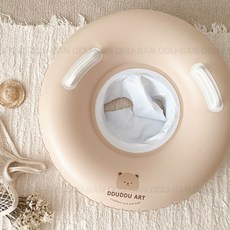 【林豆桑】現貨 韓國ins 兒童手把座圈 游泳圈/泳圈/座圈/兒童泳圈/兒童座圈/PVC座圈 【適合2-8歲小朋友】, 1個, 01 奶茶色小熊