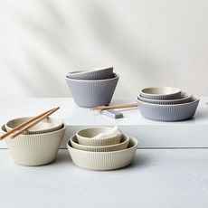 모던하우스 라이닝 2인조 한식기세트 14p, 아이보리 + 그레이, 식기 7종, 1세트