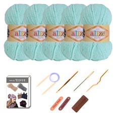 마마니트 벨루토실 5볼 목도리 DIY 세트, 1세트, 민트