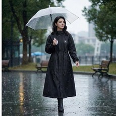 여성 성인 정장 트렌치 레인코트 골프비옷 방풍자켓 바람막이 우의, 그린\XL, 1개