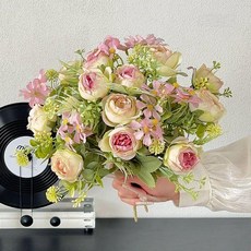 수국 알륨 조화 인테리어 부쉬 다발 장식 꽃 촬영 컬러, 마그 모란 퍼플 3송이