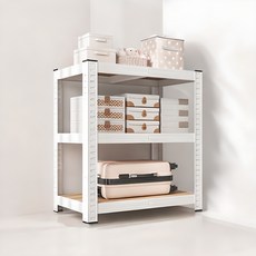 BMYX 堅固組裝式鋼製層架, 白色, 3層