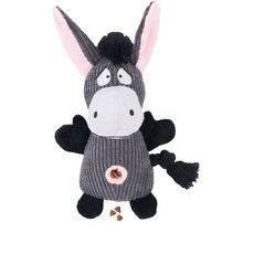 可愛斑馬造型狗狗玩具，內藏零食，耐咬繩結尾巴，柔軟絨毛材質，增加互動樂趣, 毛驢, 1個