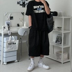 르위 데일리 와이드 버뮤다팬츠 반바지 벌룬팬츠 면반바지