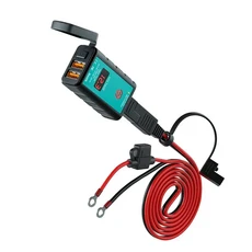 12V USB 오토바이 충전기 고속 QC3.0 방수 스위치 전압계 포함 SAE 플러그-USB C 타입 소켓 모토 액세서리, 02 B 1.4M dual QC3.0