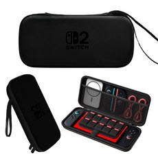 플쿠아 닌텐도 스위치2 전용 슬림 케이스 파우치 수납 가방, 1개, 블랙, 닌텐도스위치2 슬림