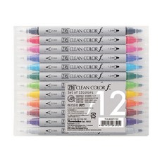 Kuretake ZIG CLEAN COLOR f 雙頭麥克筆12色套組, 1個