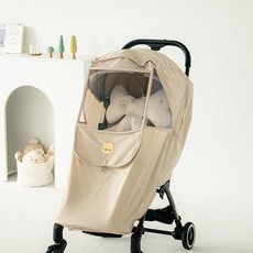 마롤로뜨 빌리지 유모차 방한커버 방풍커버 방수커버 범용 부가부 줄즈 트라이크 디럭스 절충형, 1개, 방풍커버_꼬냥이(베이지)