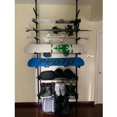 스키 보드 장비 벽걸이 수납 거치대 스노우보드 스케이트보드 롱보드 정리 선반 행거 스타일 마운트 홀더, 화이트 5층 화이트, 310cm, 1개