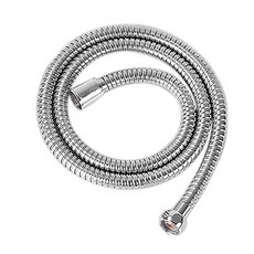 不鏽鋼軟管 浴室配件 300壯士蓮蓬頭防爆軟管 底座 蓮蓬頭 黑色水管 浴室水管(mina百貨), F, 銀, 1.5m