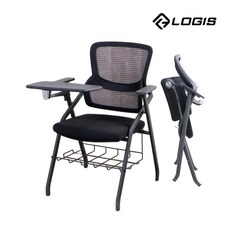 LOGIS 護腰會議培訓椅 折疊椅 P62B-LN, 椅+置物籃