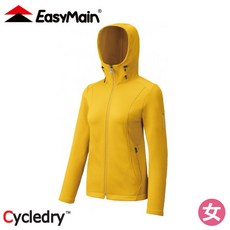 EasyMain 衣力美 女 排汗速乾輕暖連帽外套 穗黃