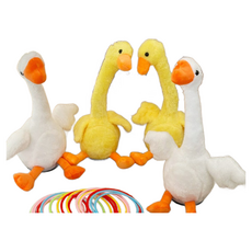 搖擺套圈鵝 - 親子互動益智玩具，提升手眼協調，安全無毒材質, 一般款-黃鴨鴨含5圈圈, 1個