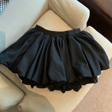 섹시한 여성용 노출 방지 퍼프 미니 스커트 팬츠 화이트 플라워 스커트 여름용 키작녀용 하이웨이스트 스커트 A 단어