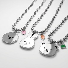 [무료배송][무료각인] 동물친구들 미아방지 목걸이 써지컬스틸 KC인증, 아동용, 1개, 뽀글강아지