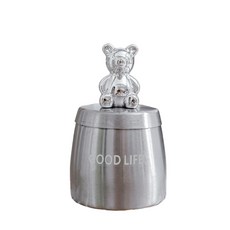 可愛小熊造型不鏽鋼菸灰缸 時尚簡約桌面菸灰缸 銀色不鏽鋼菸灰缸, 銀色小號, 1個