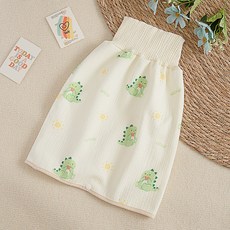 DFMEI 寶寶隔尿裙嬰兒防水可水洗男女新生兒防水尿牀隔尿褲墊兒童訓練褲, 1個, 小恐龍(隔尿裙)