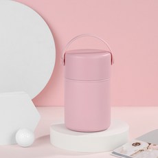 ANKRIC 스텐 보온 죽통 푸드자 850ml/1050ml + 숟가락 세트, 850ml, 핑크, 1개