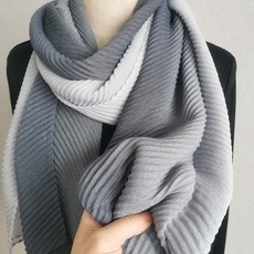 일본 스카프 얇은 머플러 그라데이션 컬러 봄 가을 주름 선물 시니어 여성