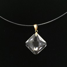 彩雅寶石精品 白水晶吊墜 方型盾牌菱格設計, 1個