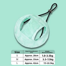 애완동물여름모자 귀달이햇빛차단 소형견고양이, S 머리 둘레 28CM 약 1 0 3 5kg, 여름 어부 모자 [민트 그린]