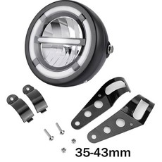 8인치 LED 오토바이 라이트 어셈블리 브래킷 하이 로우 헤일로 DRL 주행등 레트로 카페 레이서 할리용, 35 to 43mm Set, 35 to 43mm Set