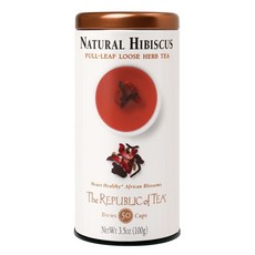 공화국 오브 티 히비스커스 3.5온스 The Republic of Tea Natural Hibiscus Herbal Full Leaf Tea 3.5 Ounces, 3.5온스(1팩), 1개