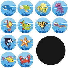 Geeee 24개 화장실 변기에 소변을 보는 배변 훈련 스티커 공개 차트 재사용 가능한 소변 데칼, Marine Animal