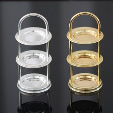 마카롱 3단 과일 플레이트 바구니 디저트 홈파티 케이크 스탠드 접시 호텔 카페 트레이, 실버