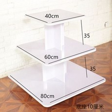 【可開發票】圓形中島櫃母嬰展櫃化妝品鞋店展示架禮品木質貨架化妝品櫃陳列櫃展示架 展示櫃 收納櫃 儲物櫃 34LK, 方形：80*60*40三層