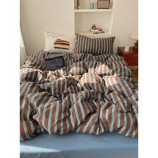 이불커버세트 레트로 블루그린 신선한 침구면 시트