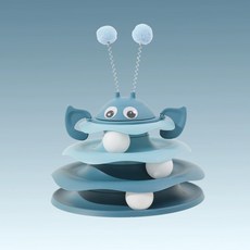 《小日子家居館》爆款貓咪玩具 新款冰淇淋軌道遊樂盤 逗貓自嗨解悶神器 轉盤小貓玩具, 小蜜蜂款-深海藍,Opp袋裝, 1個