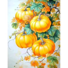 diy 보석십자수 재물 수확 풍년 금호박 전체수 취미생활, 1세트, 호박 40*60CM