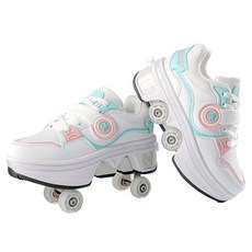 축소 가능한 롤러스케이트 성인 롤러스케이트 4륜 스케이트 밤에 빛나는 LED등 롤러스케이트, 백분파색501, 1개