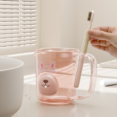 卡通漱口杯 附牙刷架 衛生間洗漱杯, 粉色 401 500ml, 1個