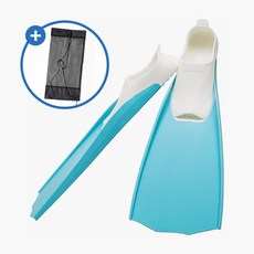 비치담 스노클링 오리발 롱핀 메쉬 가방 세트, 화이트 블루 XL [270mm]