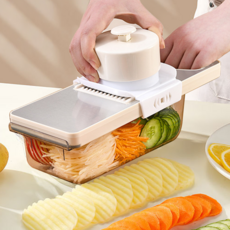 올릭 스테인리스 만능 슬라이서 채반 채칼 6종 세트, 베이지, 1세트