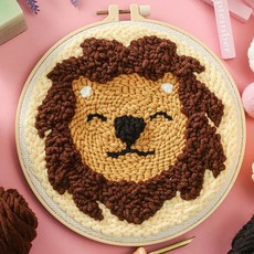 보람창고 펀치 니들 자수 패키지 DIY 취미 세트+펀치니들바늘+부자재 모두포함, 41.브라운 라이언, 1개