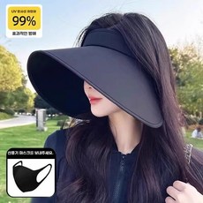 2026년 여성용 여름 자외선차단 넓은챙 오픈형 썬햇, A. 만모 블랙 16cm 챙