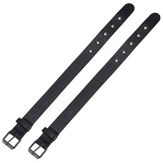 2개 인조가죽 커프 벨트 버클 코트 재킷 소매 스트랩 전통 킬트 연장 스트랩 철제 버클 포함 블랙 407x25x2.5mm, 검정색