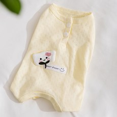 DFMEI 寵物衣服春夏季薄款透氣雲朵中小型犬四腳包肚衣泰迪比熊狗狗衣服, 1個, 洛克黃