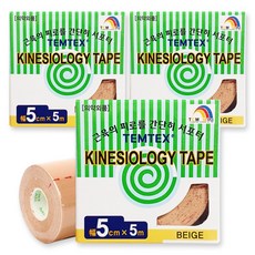 도와텍 템텍스 키네시올로지 5cm x 5m 무릎 손목 어깨 발목 근육테이핑 스포츠 테이프, 3개, 1롤