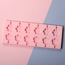 DFMEI 硅膠棒棒糖奶酪棒模具兒童DIY梨膏糖果模具12連裝帶蓋巧克力模具, 1個, 兩朵小花(小號不帶蓋):如圖